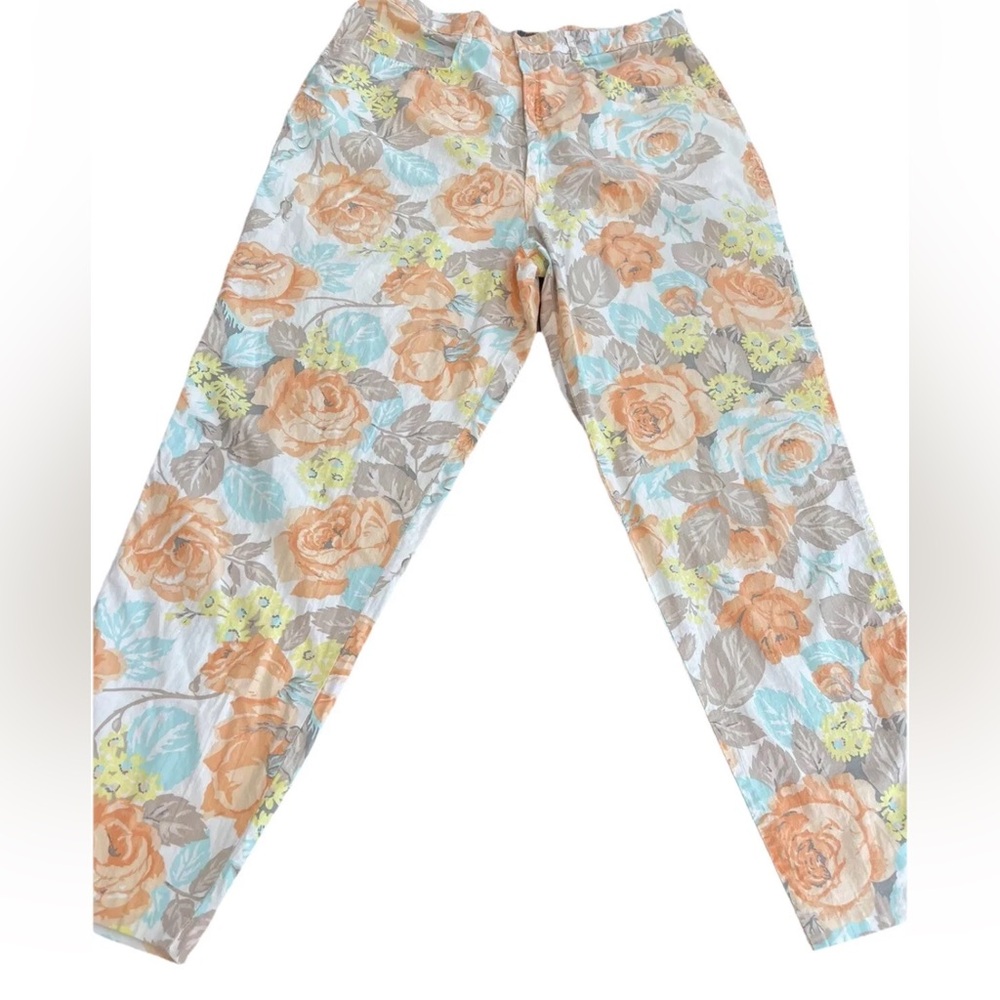 Jou Jou all cotton floral 1980s pants-retro-kitsch-since 1976-waist 27” vintage